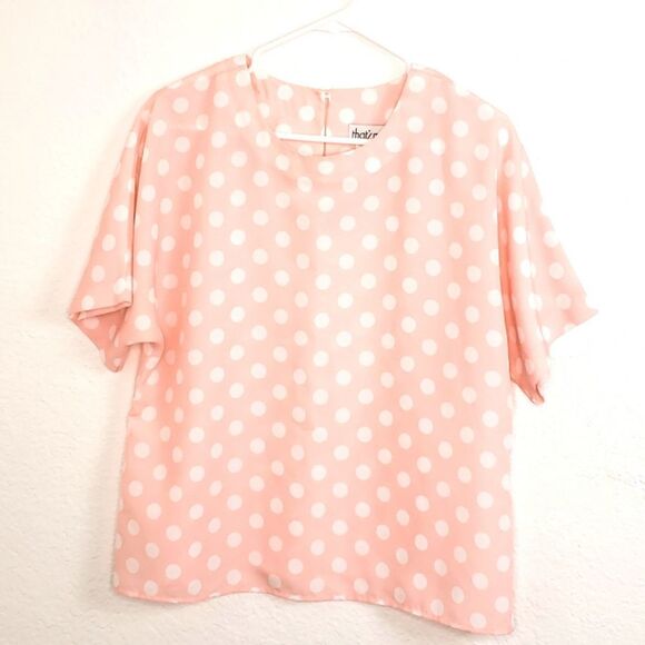 That's Me women's Vintage Pink Polka Dot Blouse - Picture 1 of 5